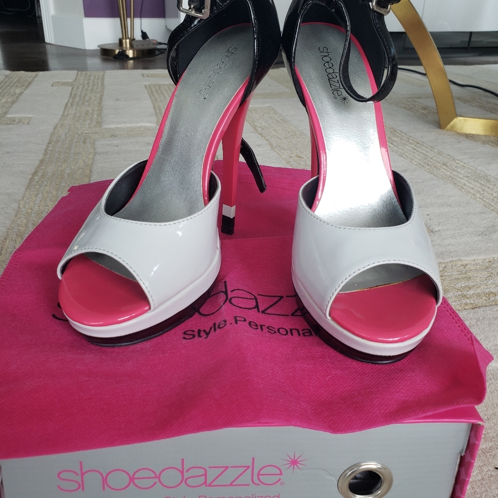 Shoedazzle Cecilia Black Multi Heels